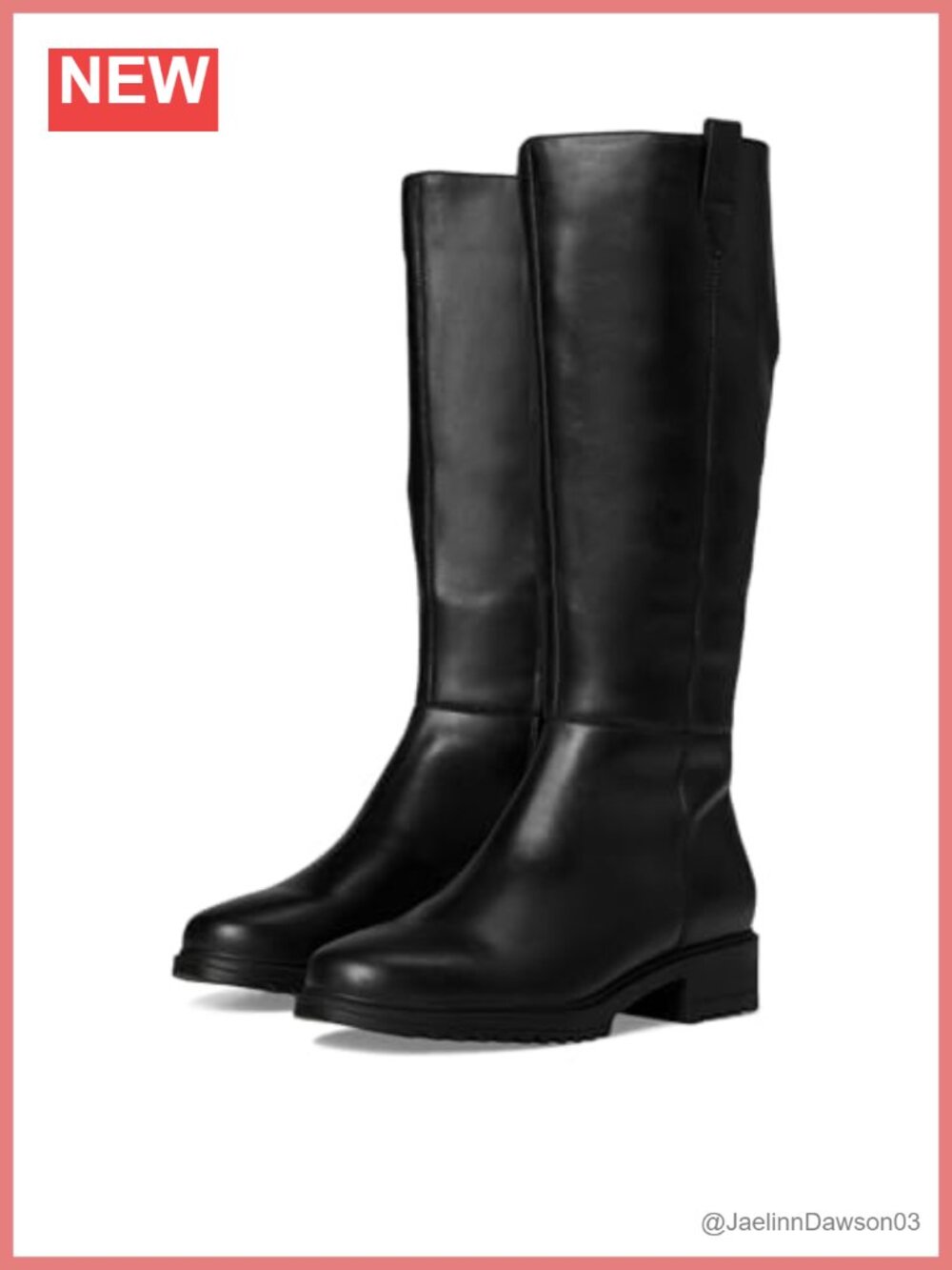 Waterproof Leather Mid-Calf Equestrian Boot Round Toe Block Heel